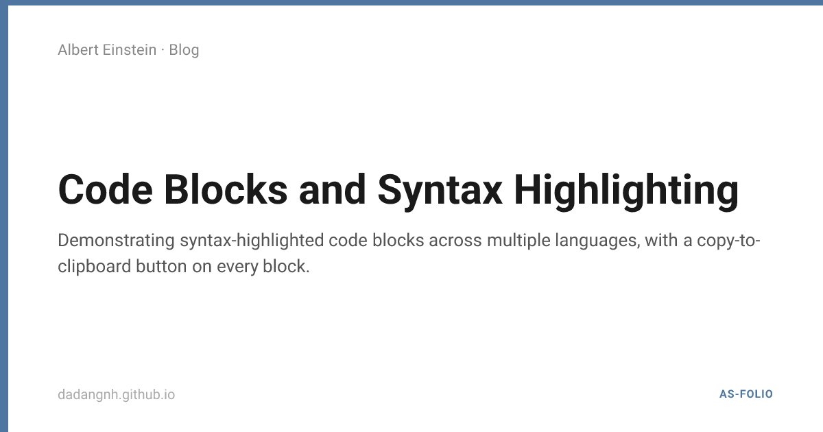 Code Blocks and Syntax Highlighting | Albert Einstein